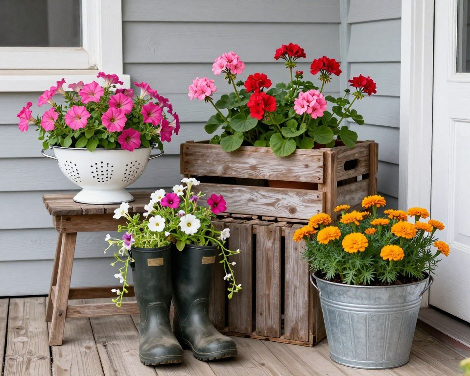 Upcycled container planters showing creative options