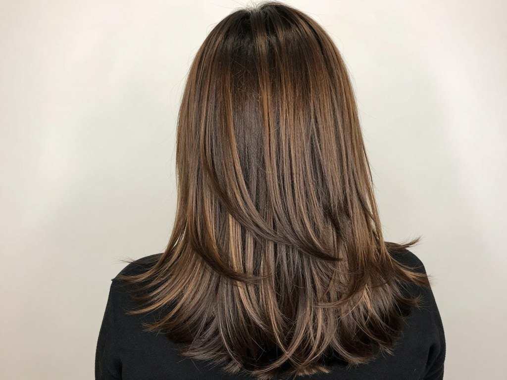 V-cut layered haircut back view