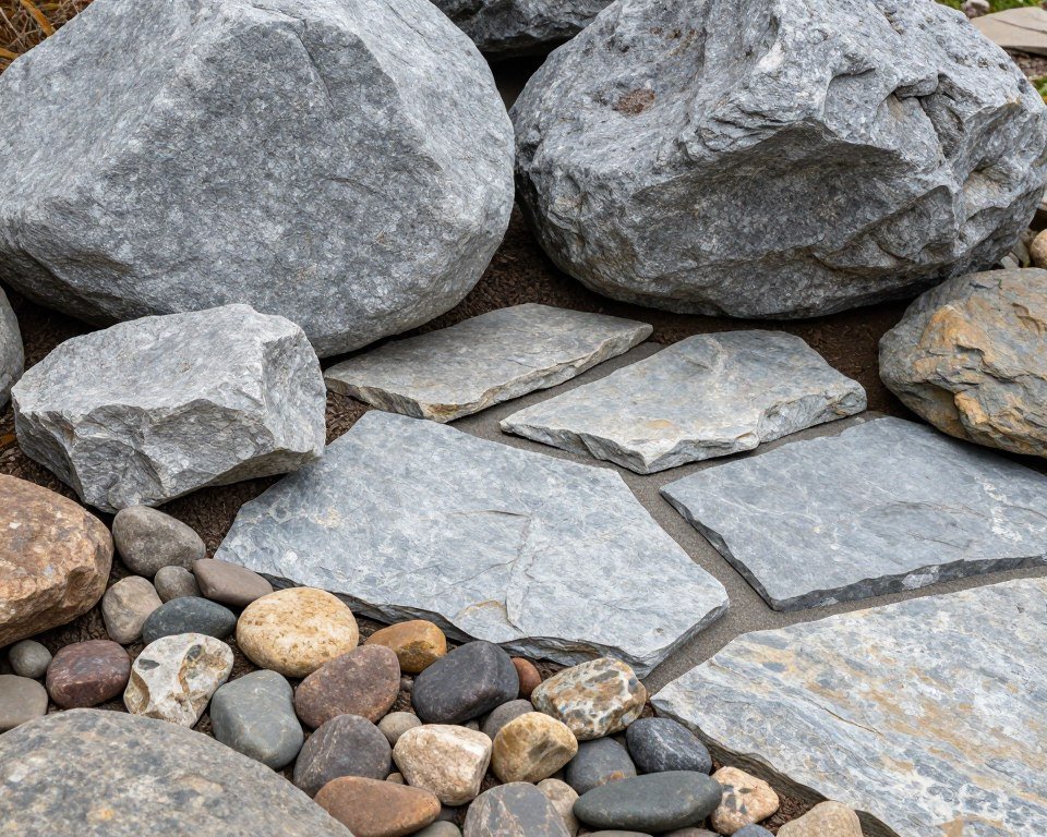 Variety of rocks suitable for rock gardens