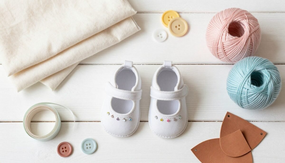 Various materials for making baby mary jane shoes