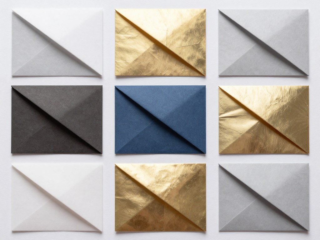 Various paper finishes including matte, glossy, and metallic samples