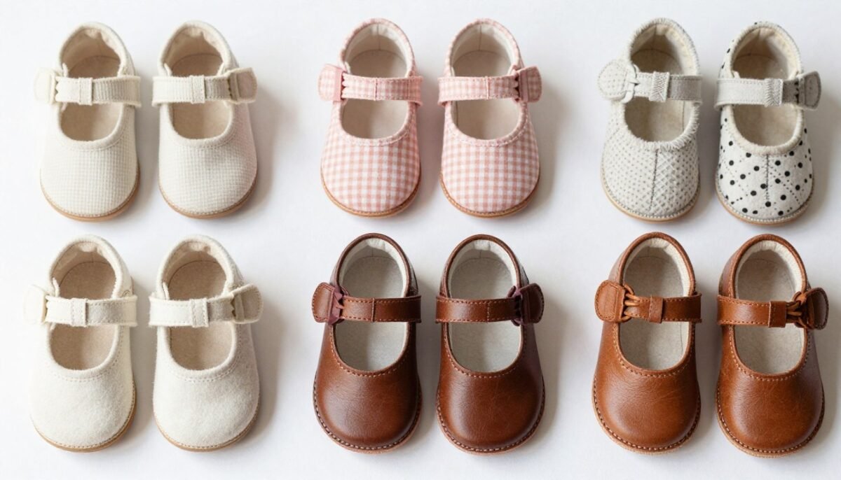 Various sewn mary jane baby shoes from free patterns