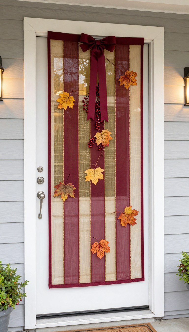 Vertical door hanging with deco mesh swag