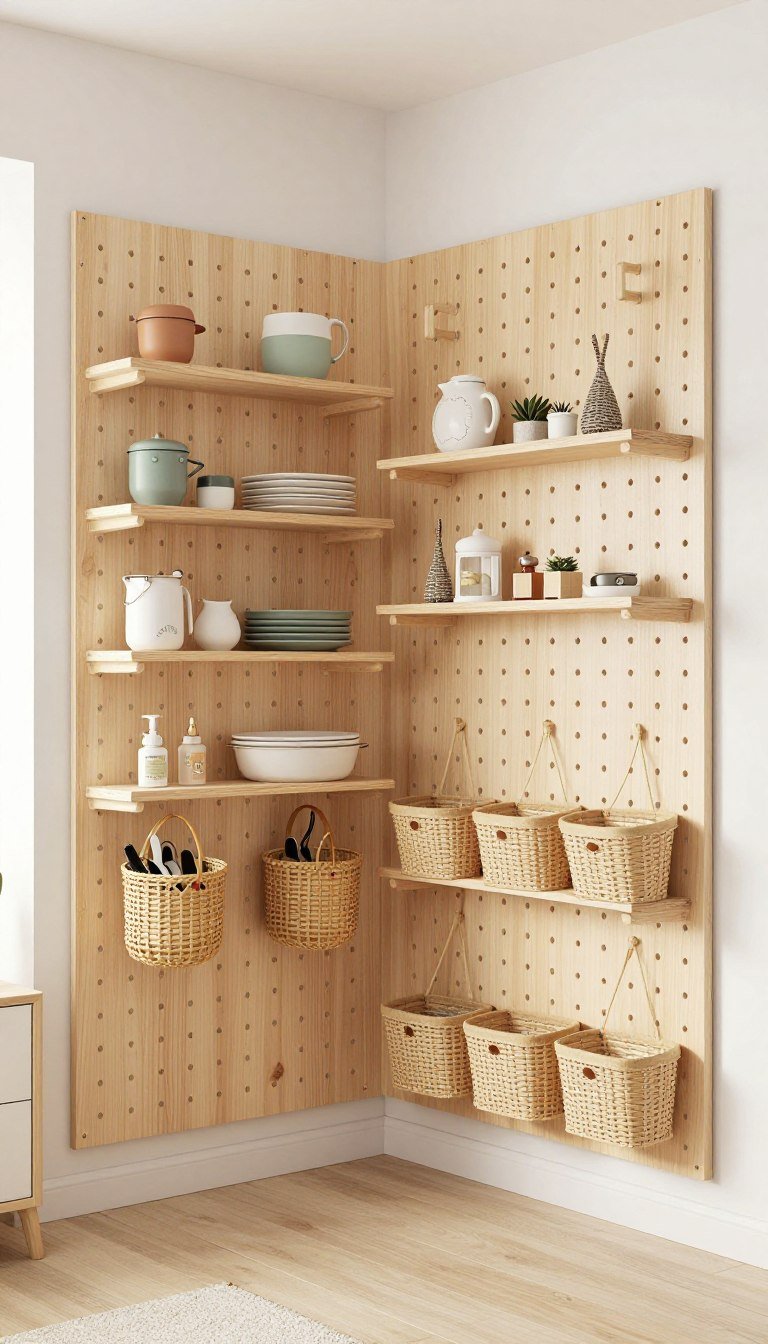 Vertical wall storage solutions for small playroom