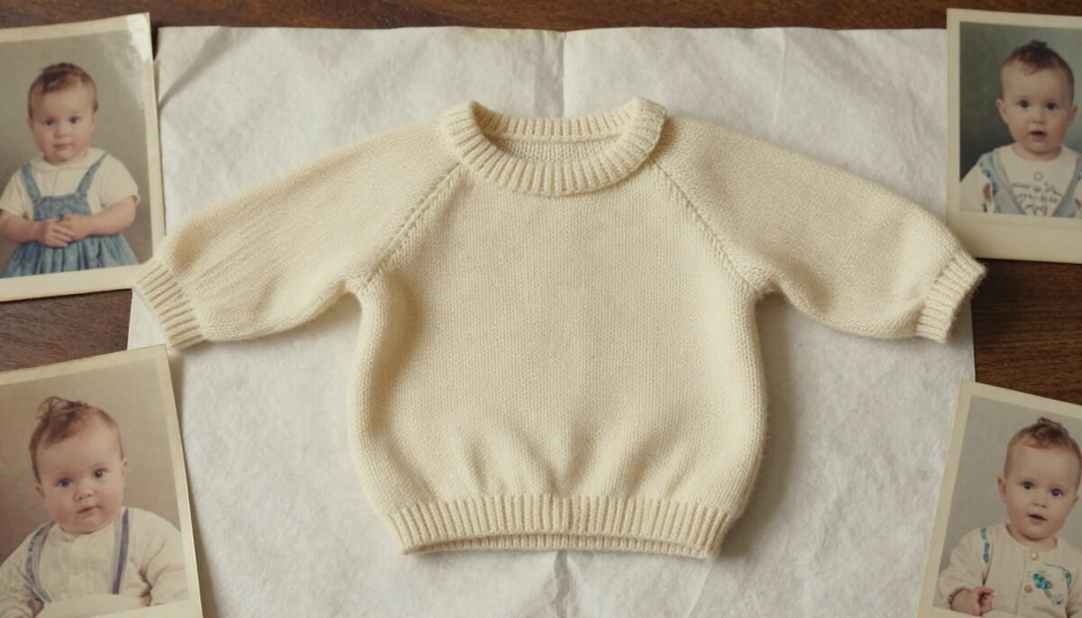 Vintage baby sweater preserved as keepsake