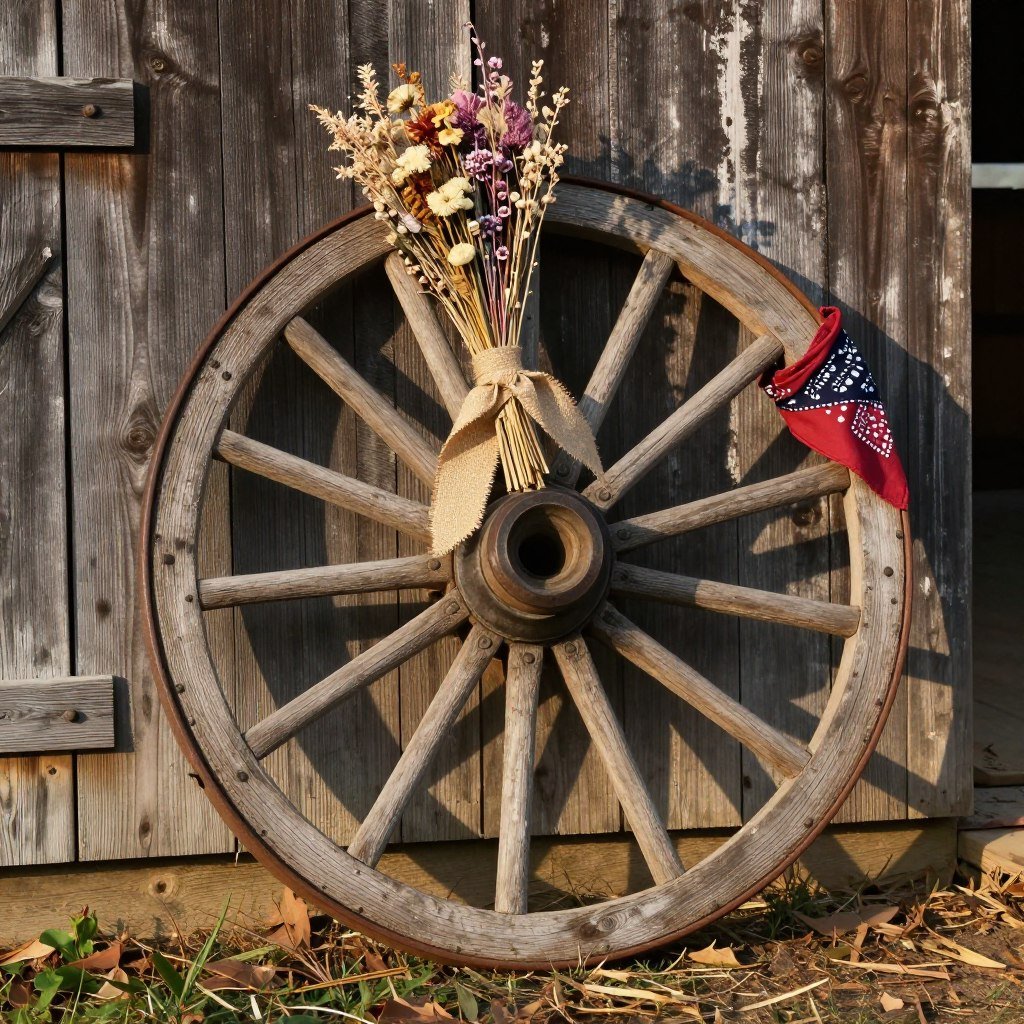 Vintage wagon wheel decoration for western party