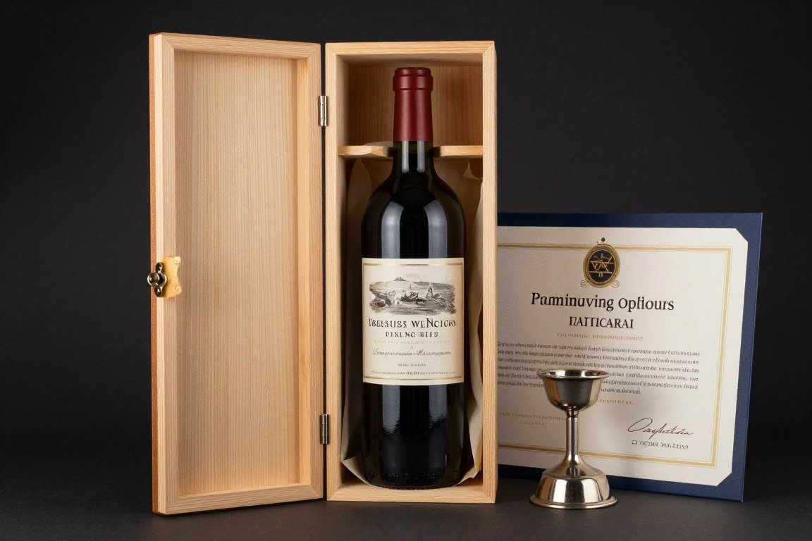 Vintage wine bottle from wedding year in elegant presentation box