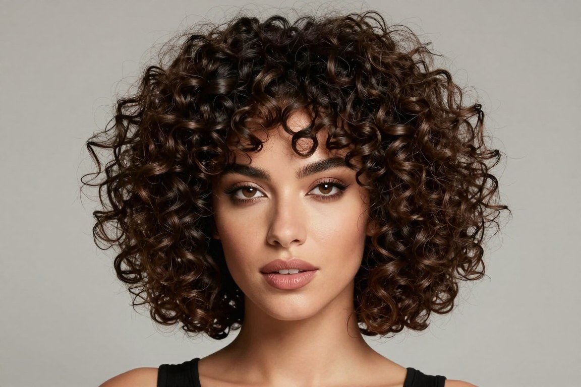 Voluminous curled bob for thin hair showing maximum fullness