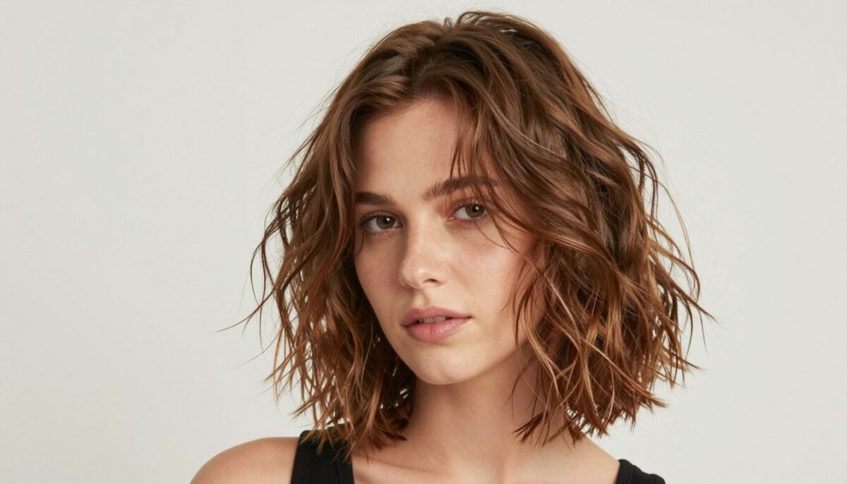 Wavy bob with sea salt texture for thin hair volume