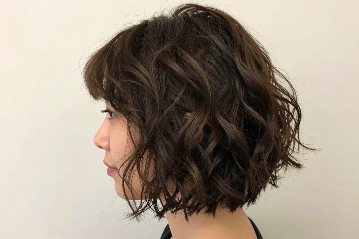 Wavy choppy bob embracing natural texture for enhanced volume in fine hair