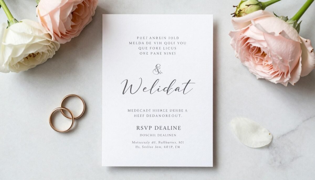 Wedding invitation with Minted website URL and RSVP details