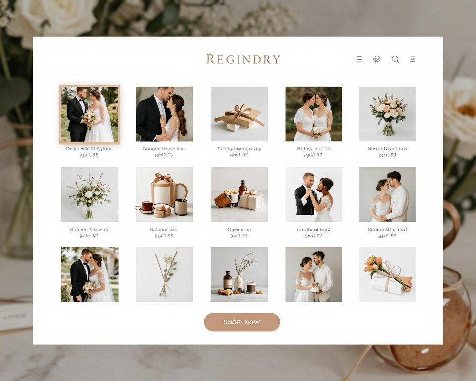 Wedding registry section on Minted website showing gift options
