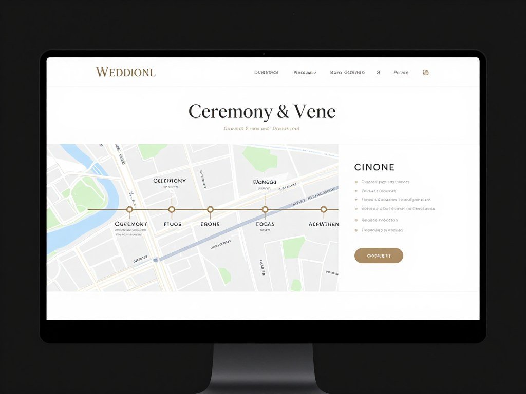 Wedding venue details page showing map and timing information