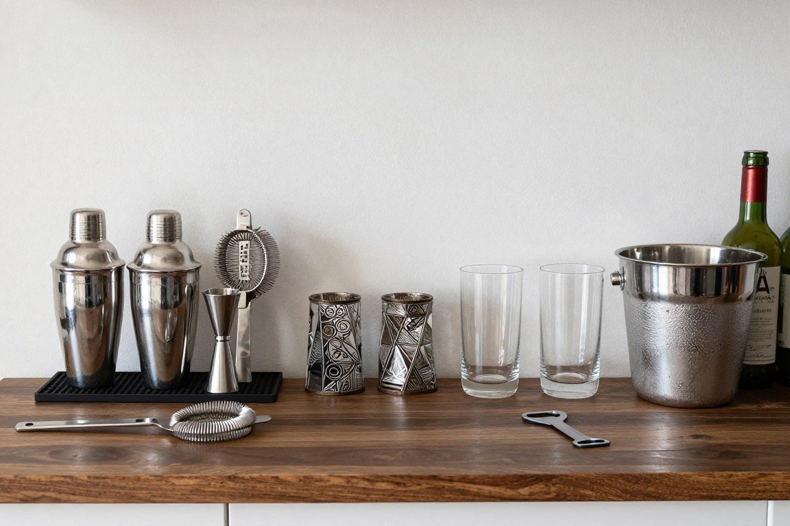 Well-accessorized bar with tools and decor for built-in bar ideas