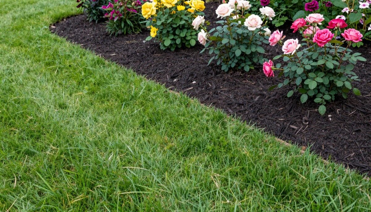 Well-maintained flower bed edge showing crisp definition