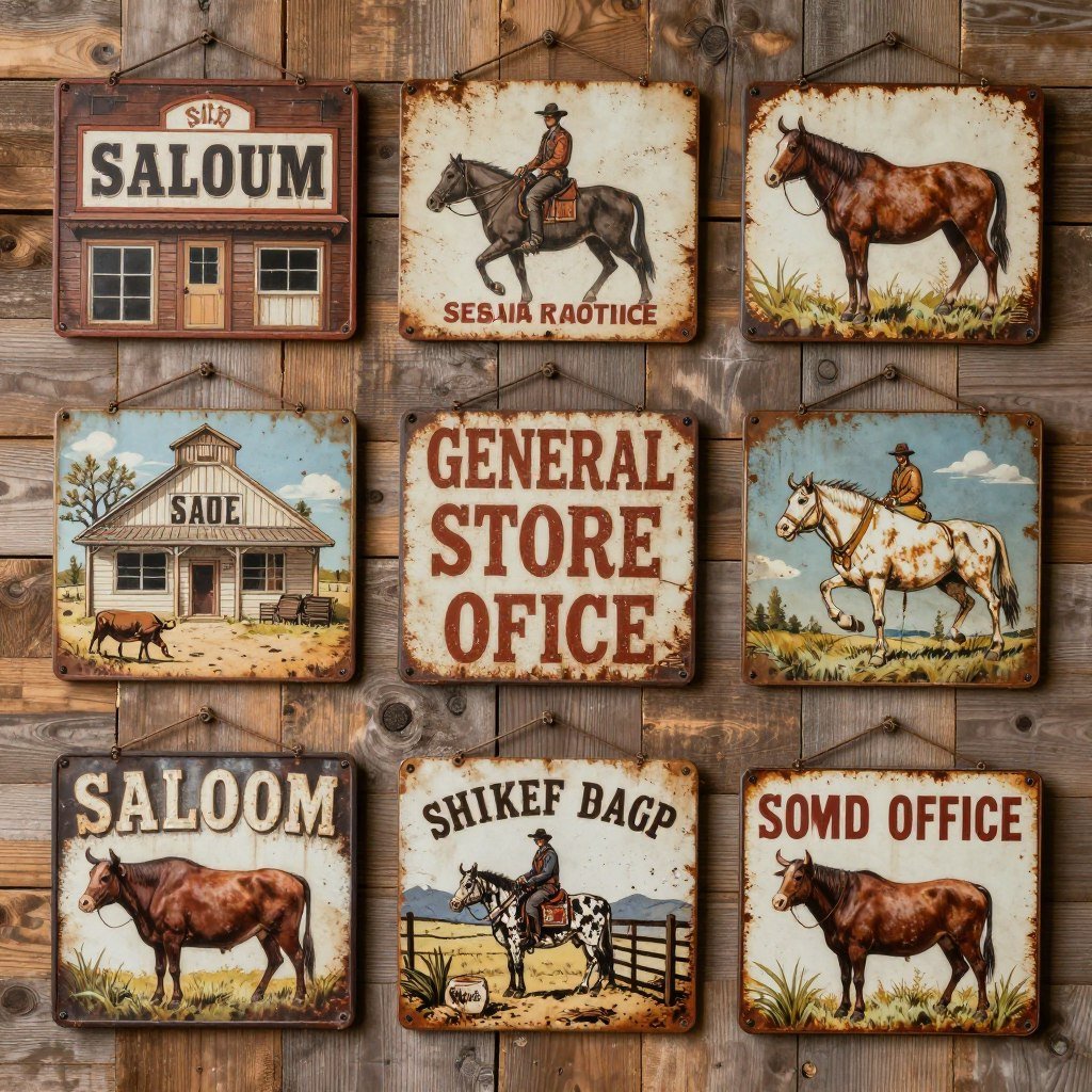 Western party vintage signs collection