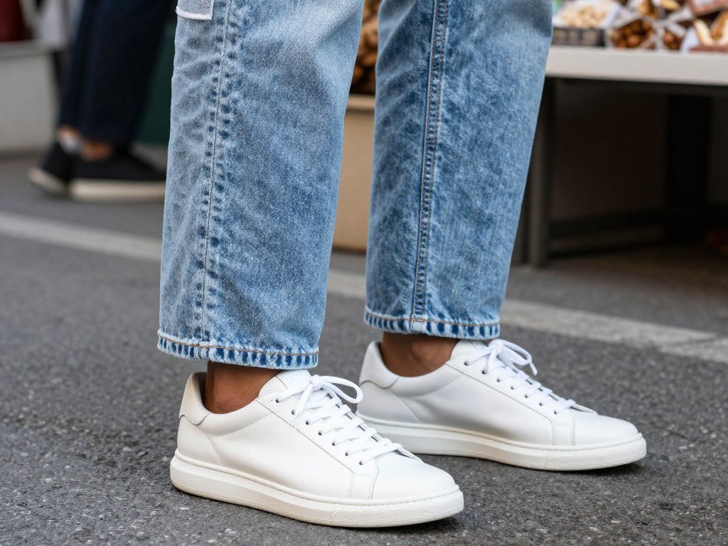 White sneakers with casual Italian summer outfit