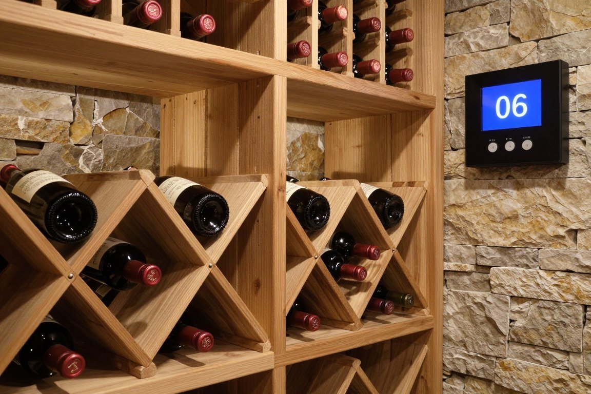 Wine cellar bar with organized wine rack storage for built-in bar ideas
