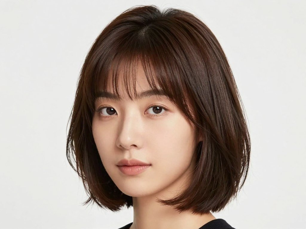 Woman with oval face shape wearing a textured choppy bob with face-framing layers