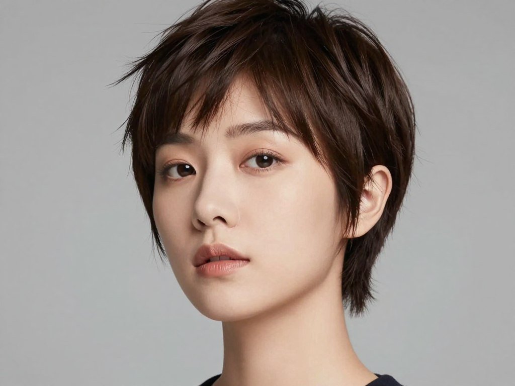 Woman with square face wearing soft pixie with wispy layers