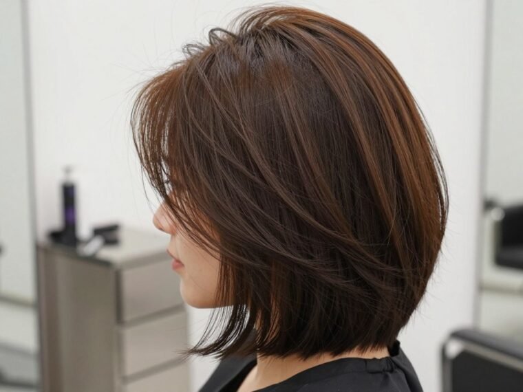 Woman with styled bob haircut for thin hair showing volume and texture