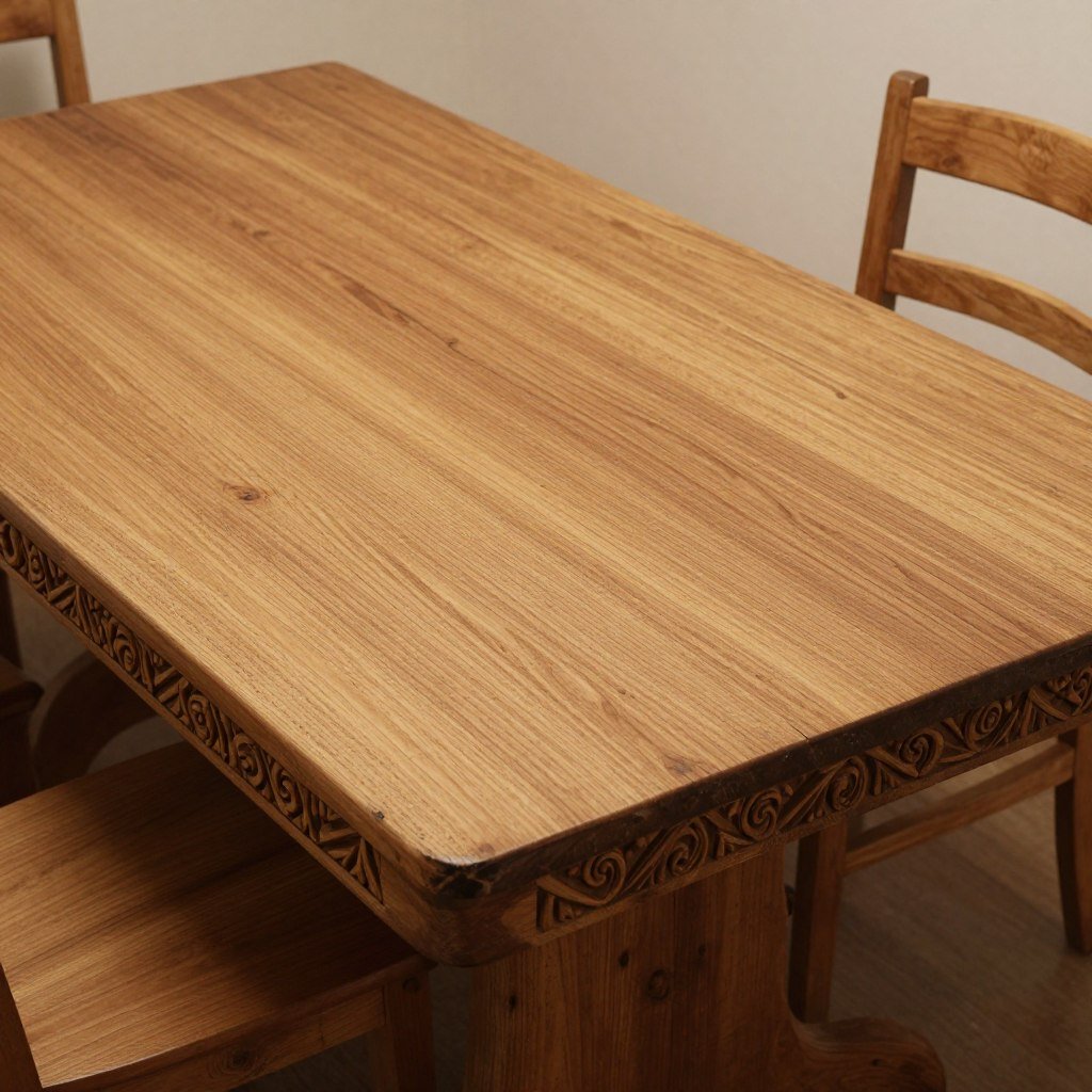 Wooden Mexican dining table with carved details