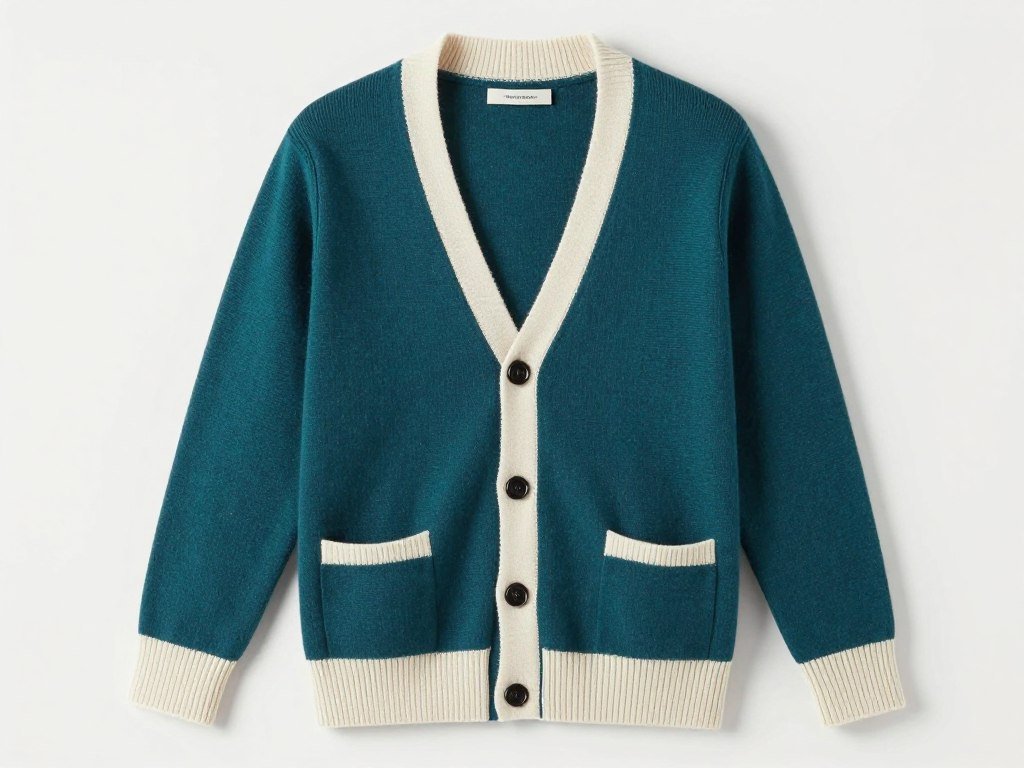 Yngrid Cardigan knitted in bold color with contrasting ribbing details