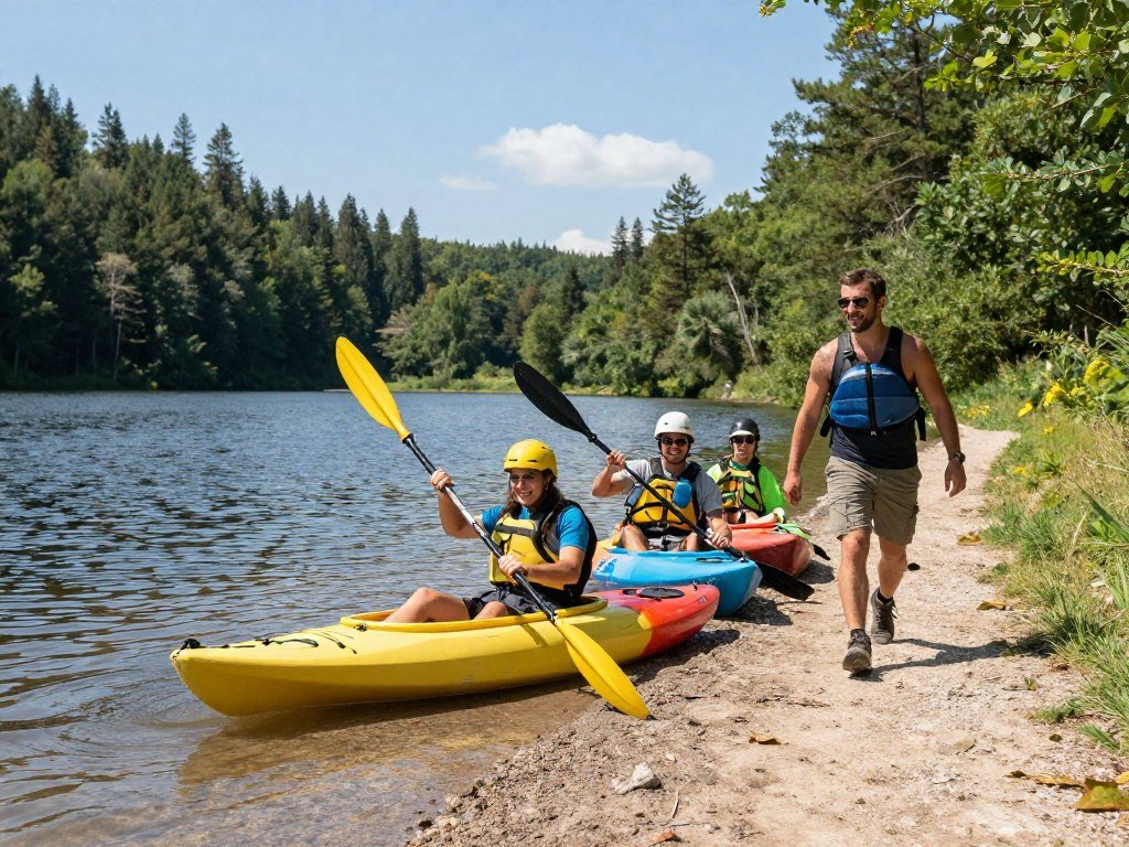 adventure activity kayaking hiking outdoor experience friends