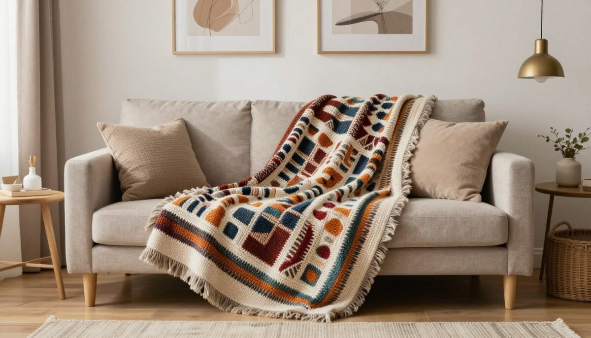 afghan blanket styled in living room afghan blanket styled in living room