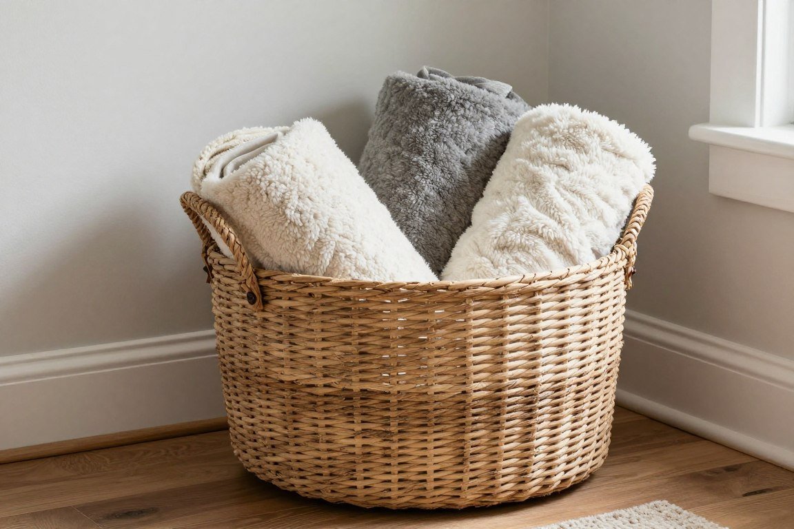 afghan in basket display