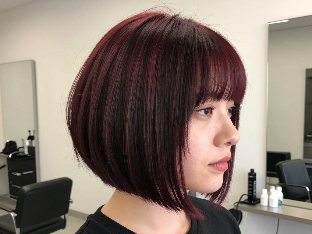 angled bob with stacked back creating volume
