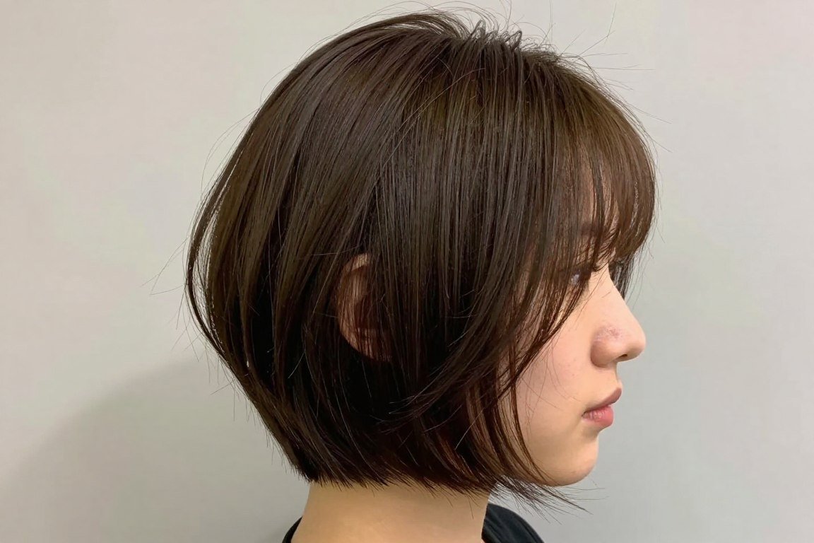angled lob showing shorter back and longer front creating shape