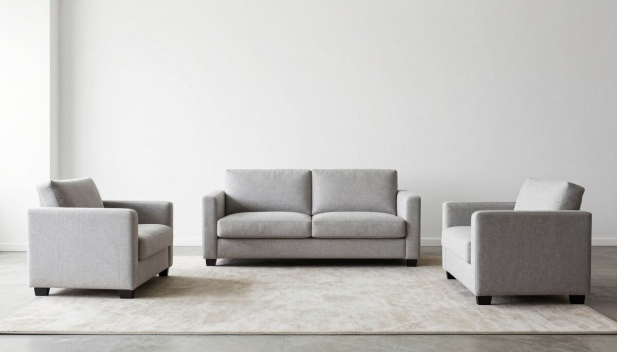 armless seating in compact living room
