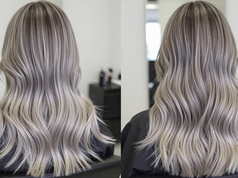 ash blonde balayage hair showcasing cool toned highlights