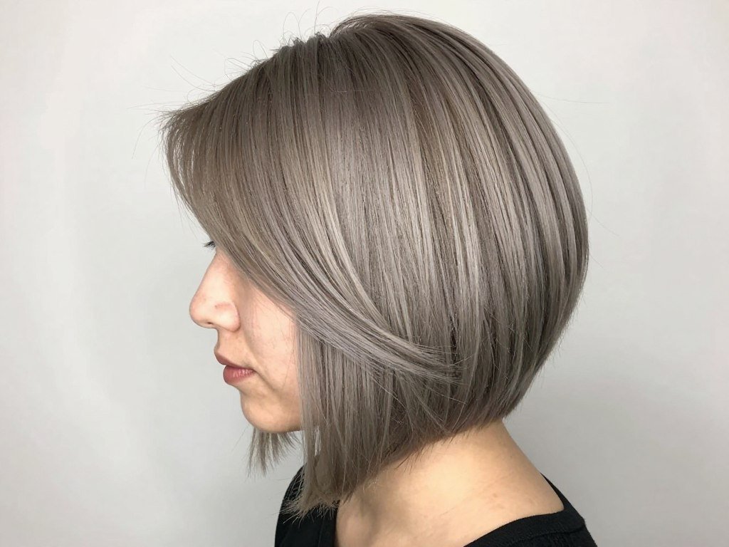 asymmetrical bob with ash blonde balayage