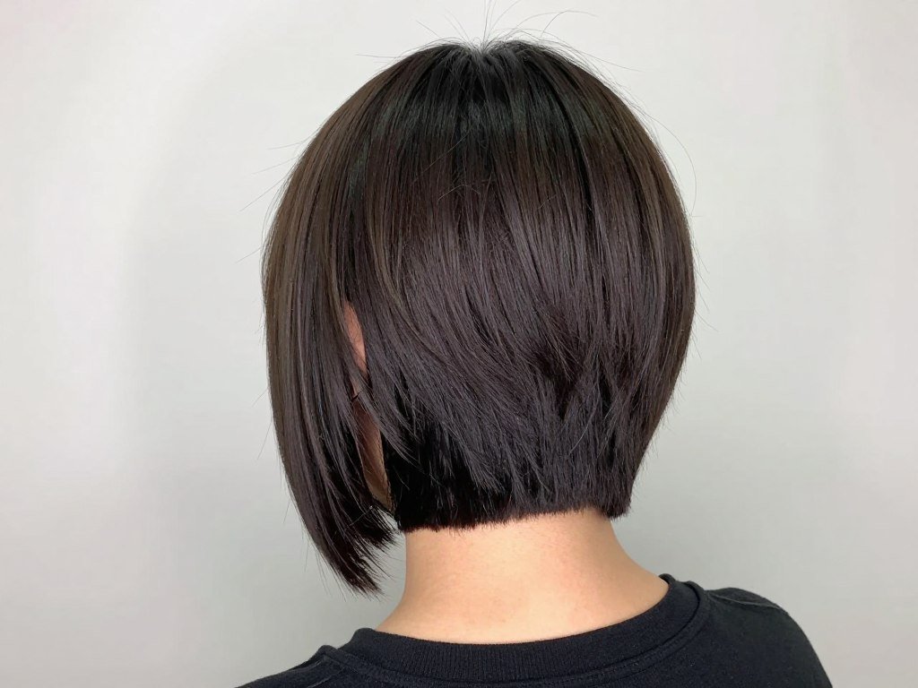 asymmetrical lob from behind showing length difference