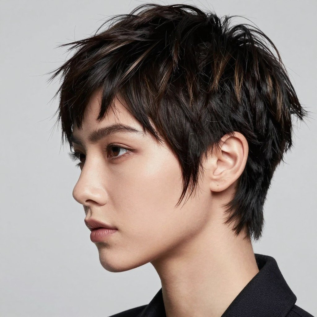 asymmetrical pixie cut creating volume for thin hair