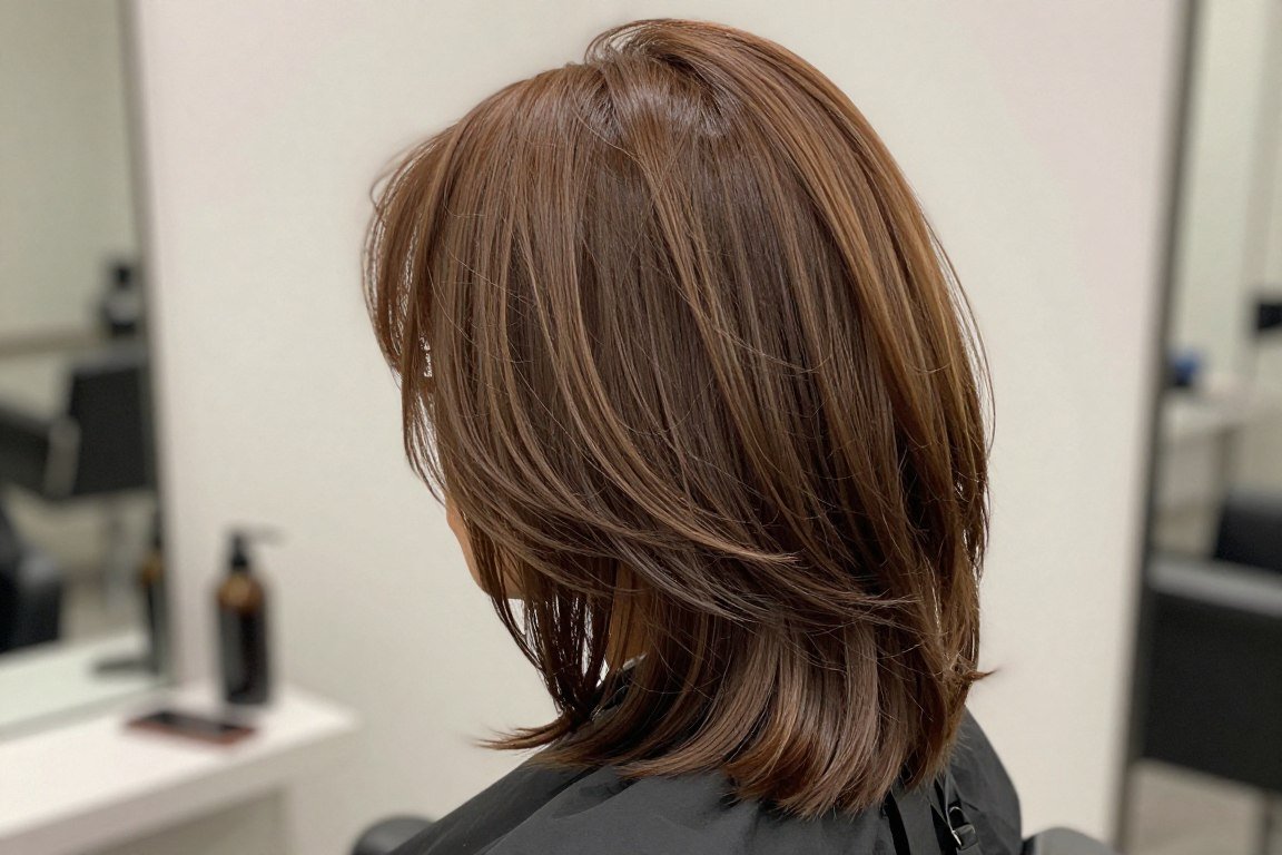 back view of layered lob showing graduation and volume