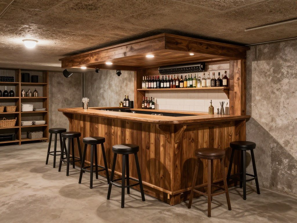 basement bar with proper safety features installed