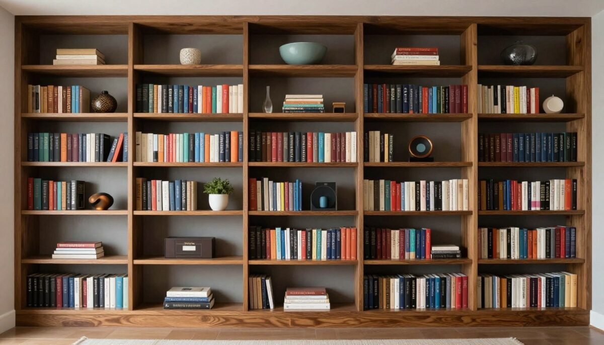 beautifully styled bookshelf showing combination of multiple techniques from the article
