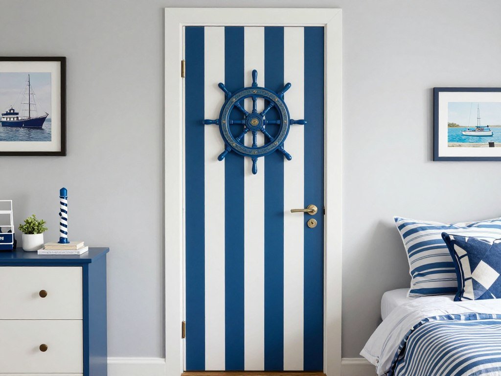 bedroom door coordinated with room theme decor