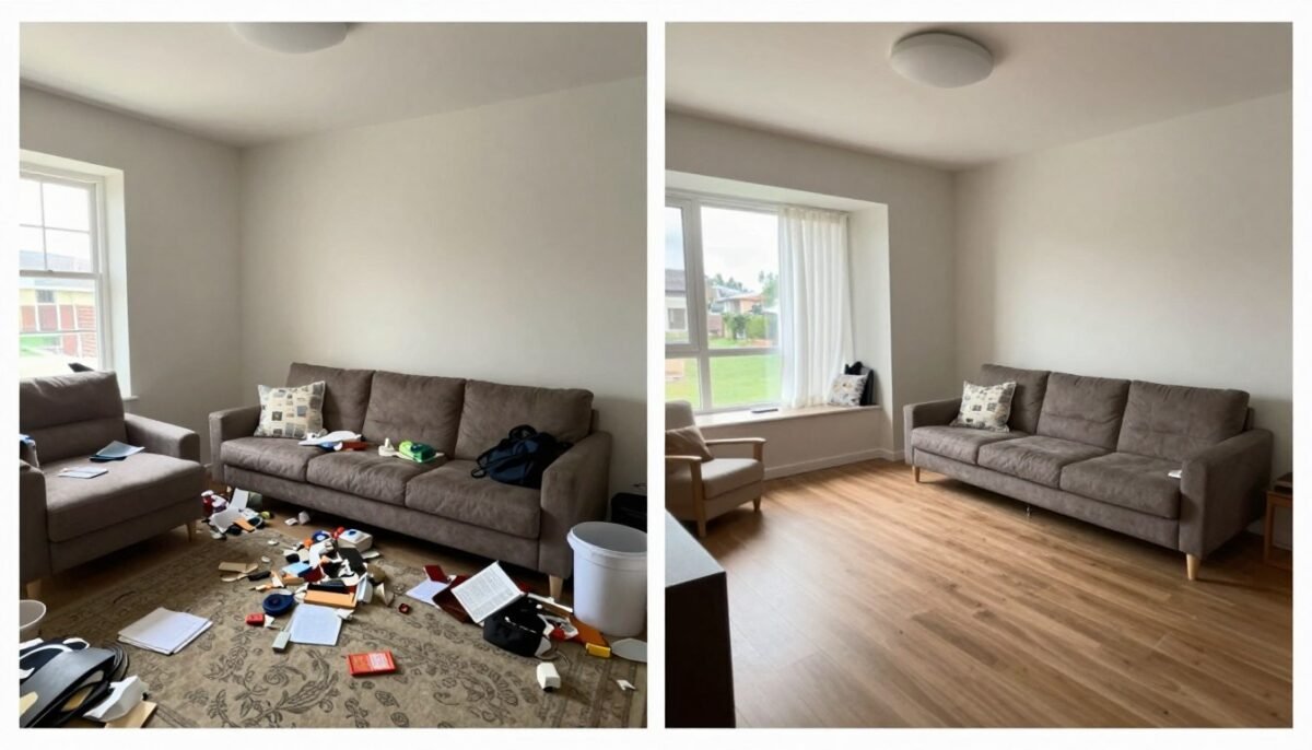 before and after small sitting room transformation