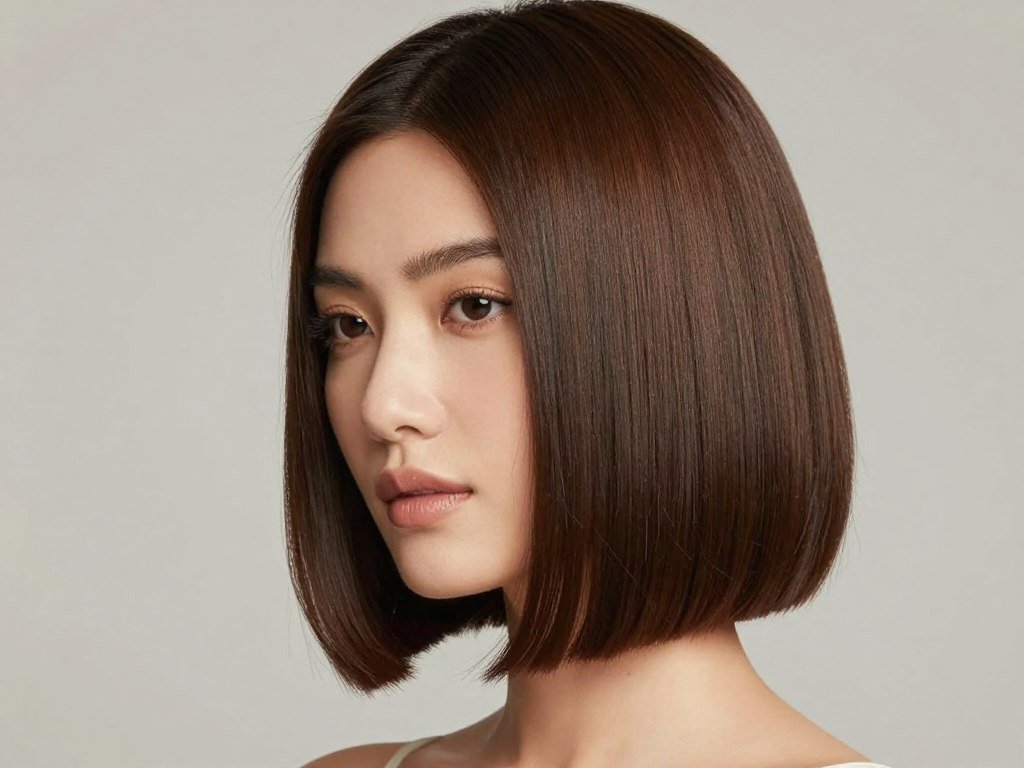 blunt bob haircut for thin hair at chin length