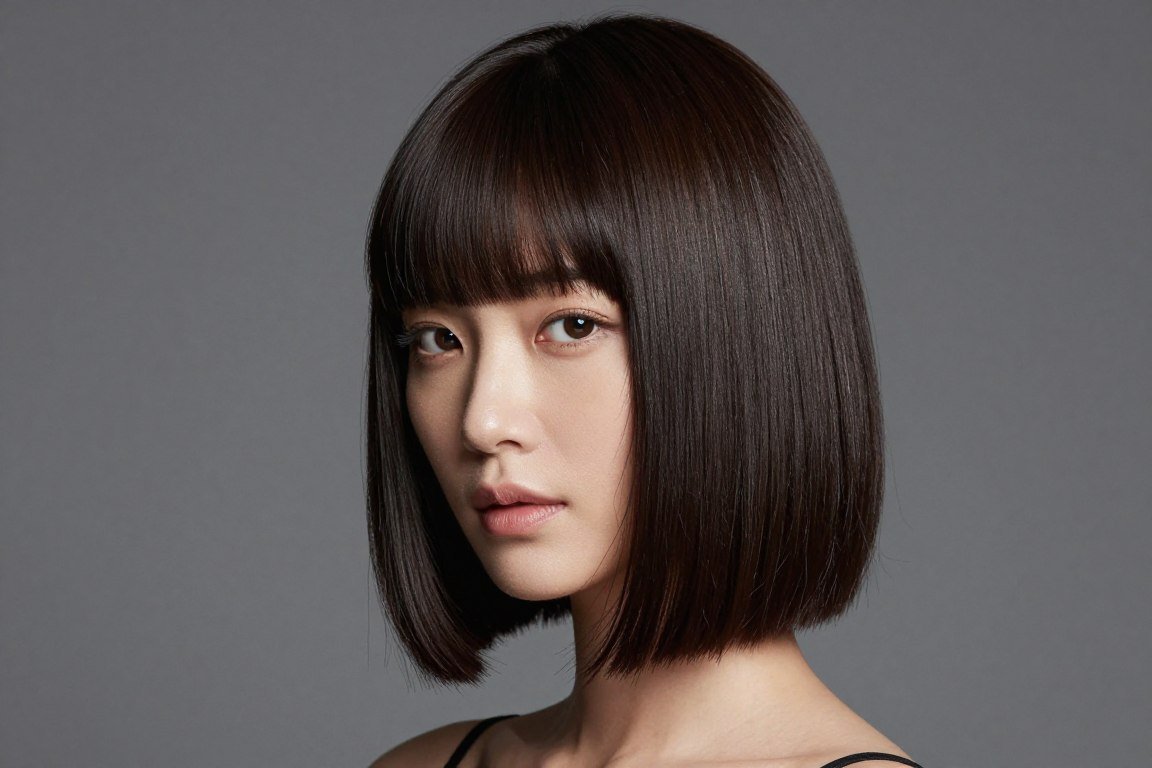 blunt lob hairstyle on thin hair creating illusion of thickness