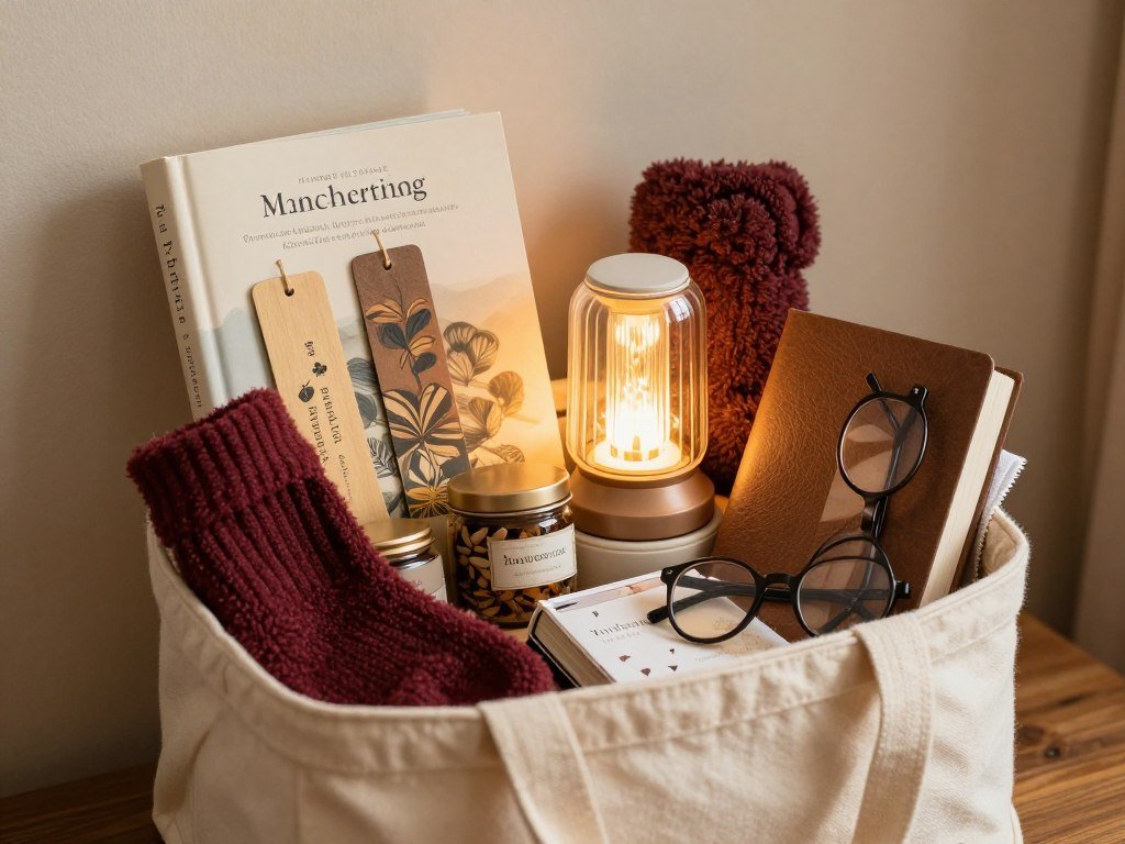 book lover gift basket with reading accessories