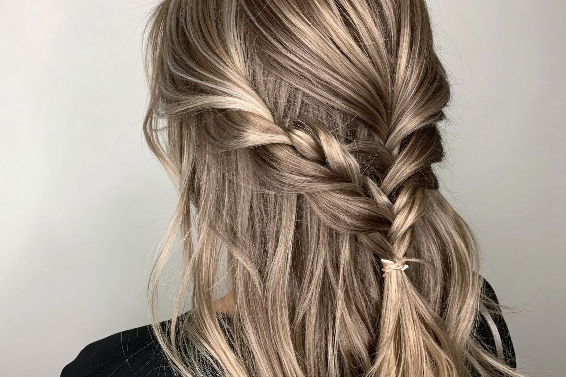 braided ash blonde balayage hairstyle