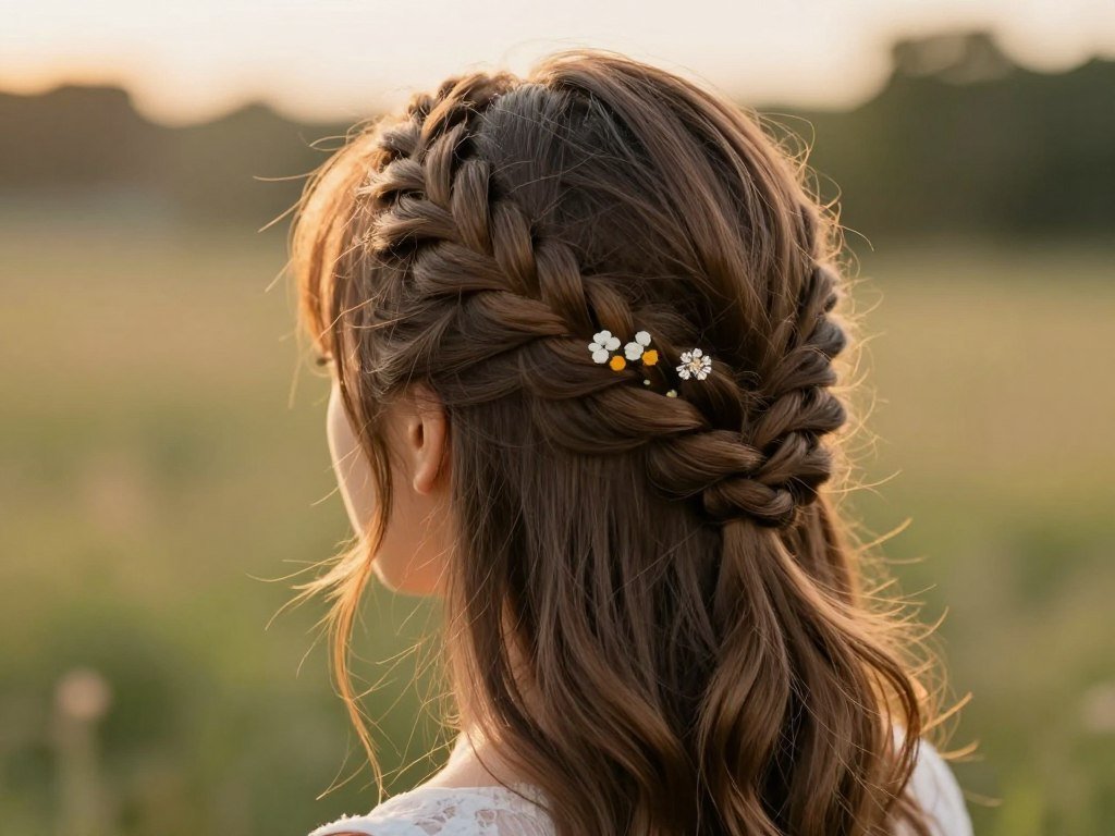 braided crown updo for wedding guest