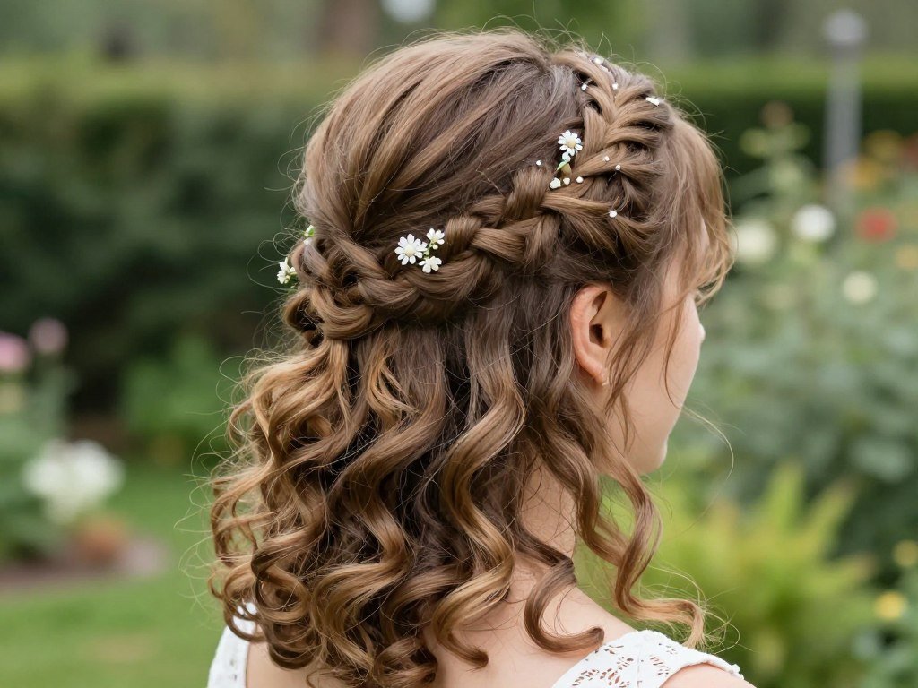 braided half-crown hairstyle for wedding