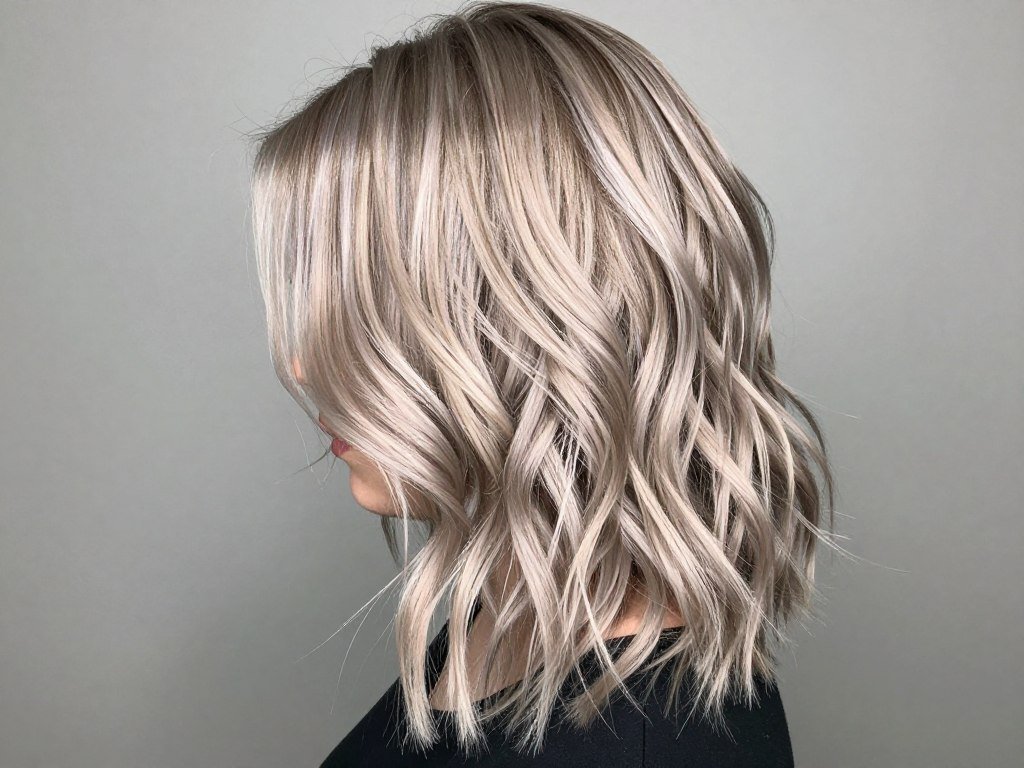 bright ash blonde highlights on medium hair