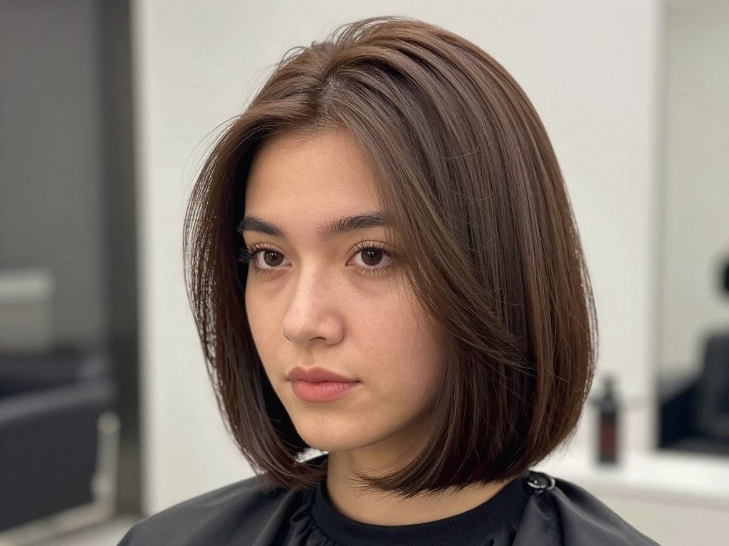 chin-length bob heart-shaped face haircut
